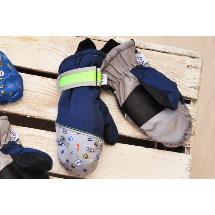 Granatowo-szare rękawiczki nieprzemakalne chłopięce 1P