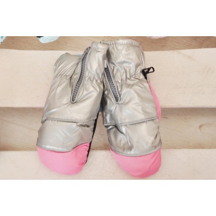 Srebrne rękawiczki na śnieg narty dla dziewczynki 1P