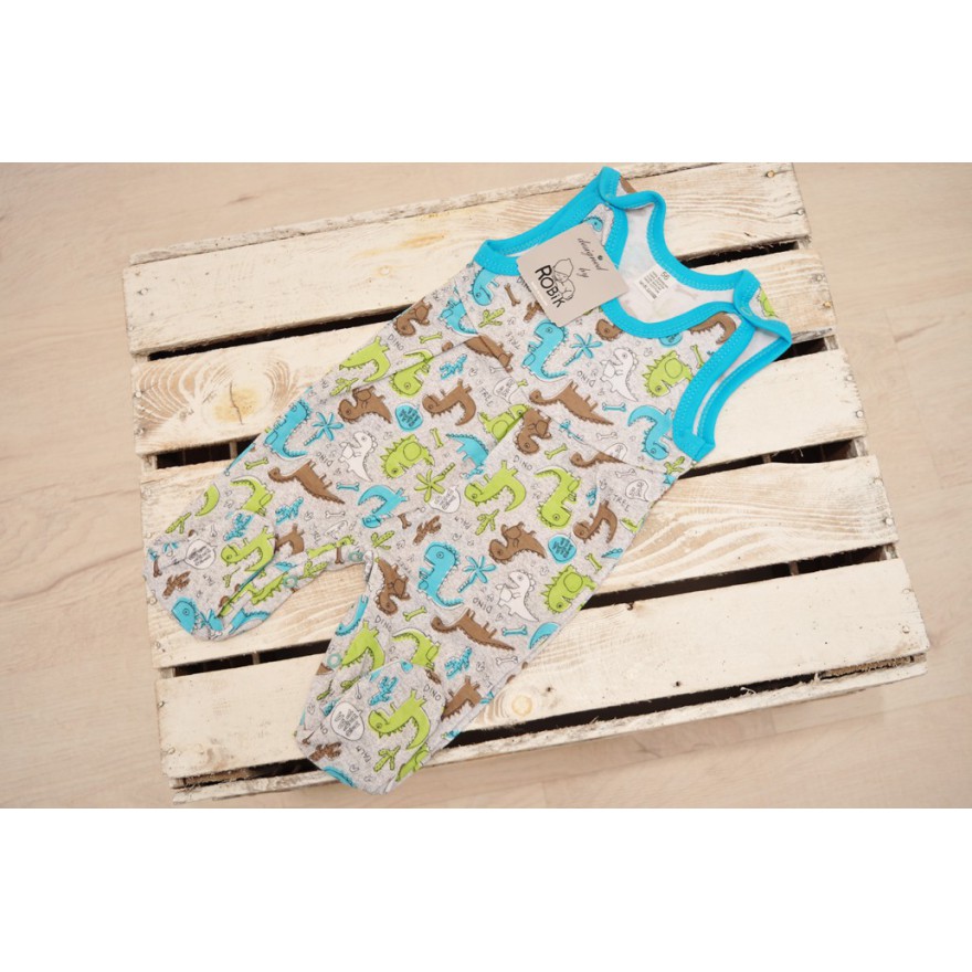 ŚPIOCHY rozpinane w kroku w dinozaury r.56-68 wzór 143