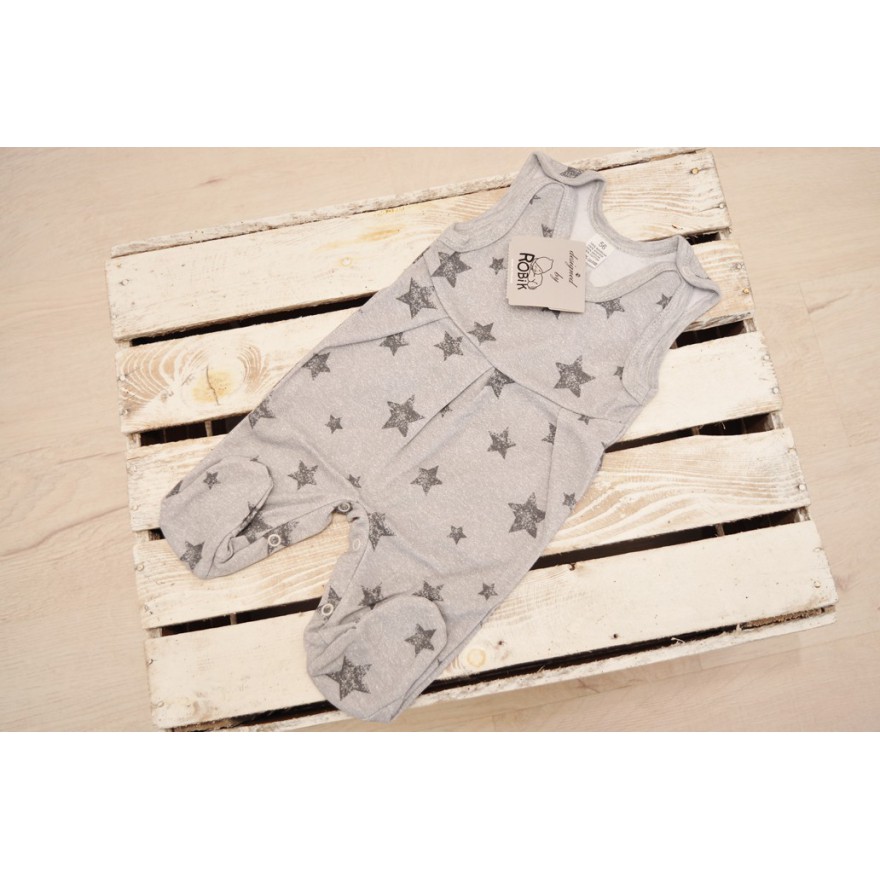 Szare ŚPIOCHY rozpinane w kroku w gwiazdki wzór 170S