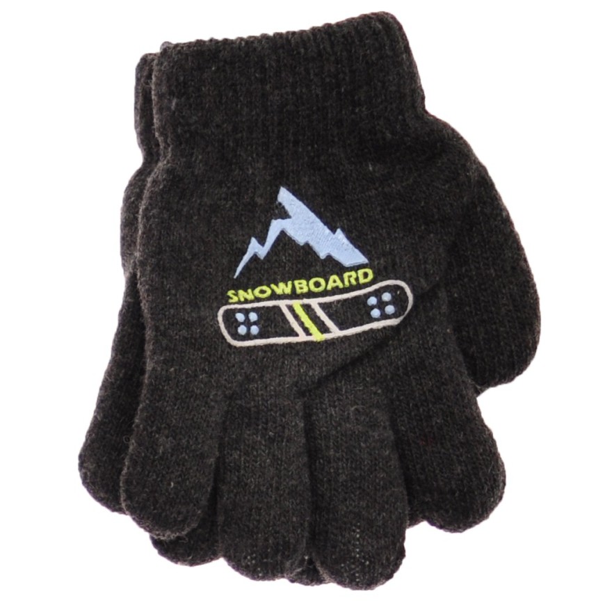 Zimowe rękawiczki chłopięce wełniane z ABS 5P snowboardGrafit