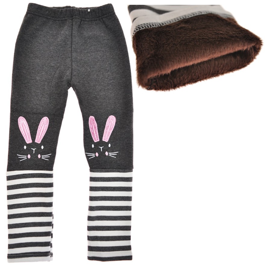 Szare LEGGINSY ocieplane KRÓLIK GETRY na futerku