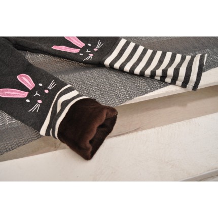 Szare LEGGINSY ocieplane KRÓLIK GETRY na futerku