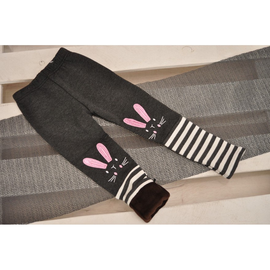 Szare LEGGINSY ocieplane KRÓLIK GETRY na futerku
