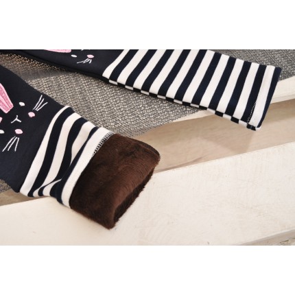 Granatowe LEGGINSY ocieplane KRÓLIK GETRY na futerku