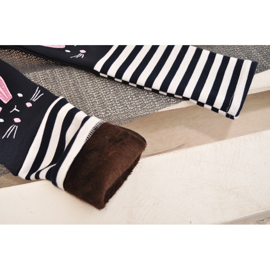 Granatowe LEGGINSY ocieplane KRÓLIK GETRY na futerku