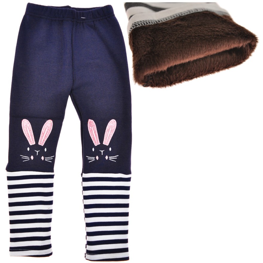Granatowe LEGGINSY ocieplane KRÓLIK GETRY na futerku
