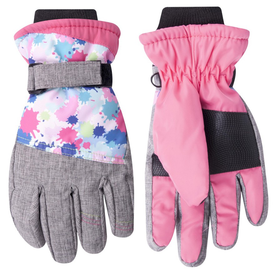 Nieprzemakalne rękawiczki narciarskie 5P 22cm szary z różem