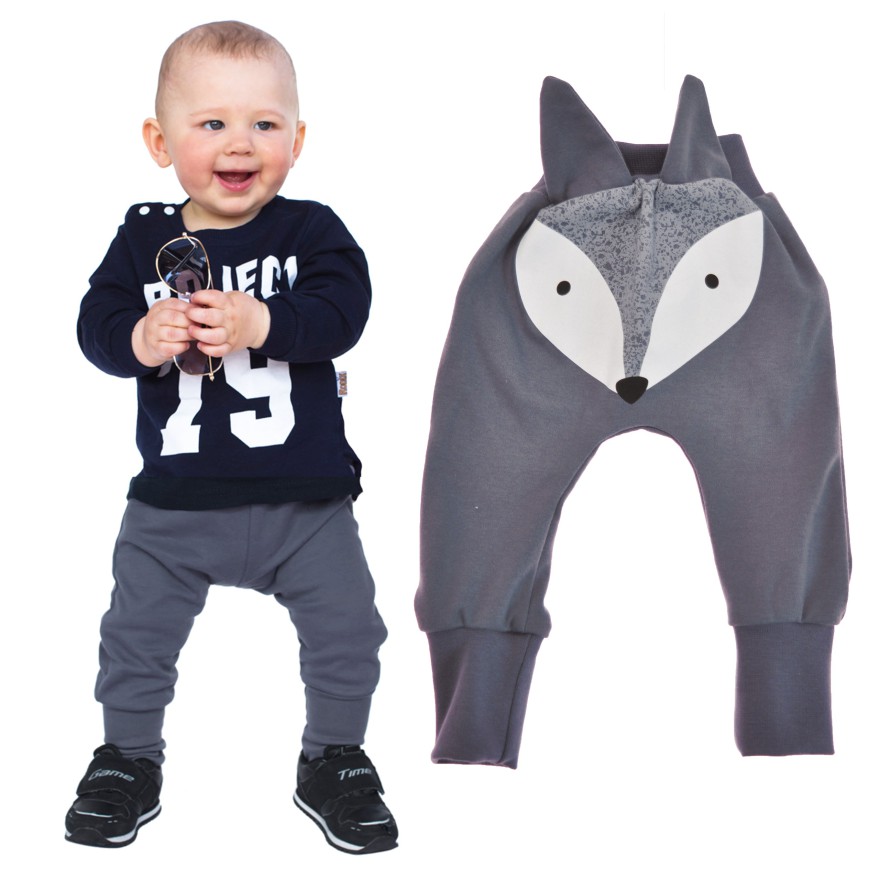 Grafitowe spodnie LISEK do nauki samodzielności z wyciąganą gumką