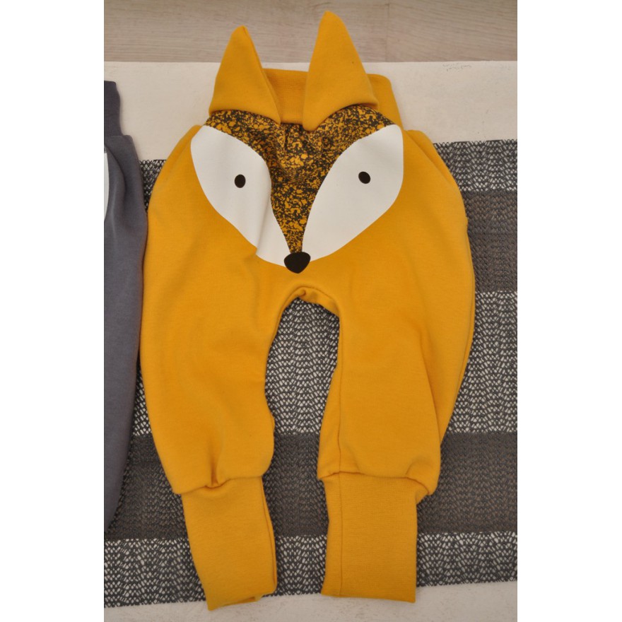 Musztardowe spodnie LISEK do nauki samodzielności z wyciąganą gumką