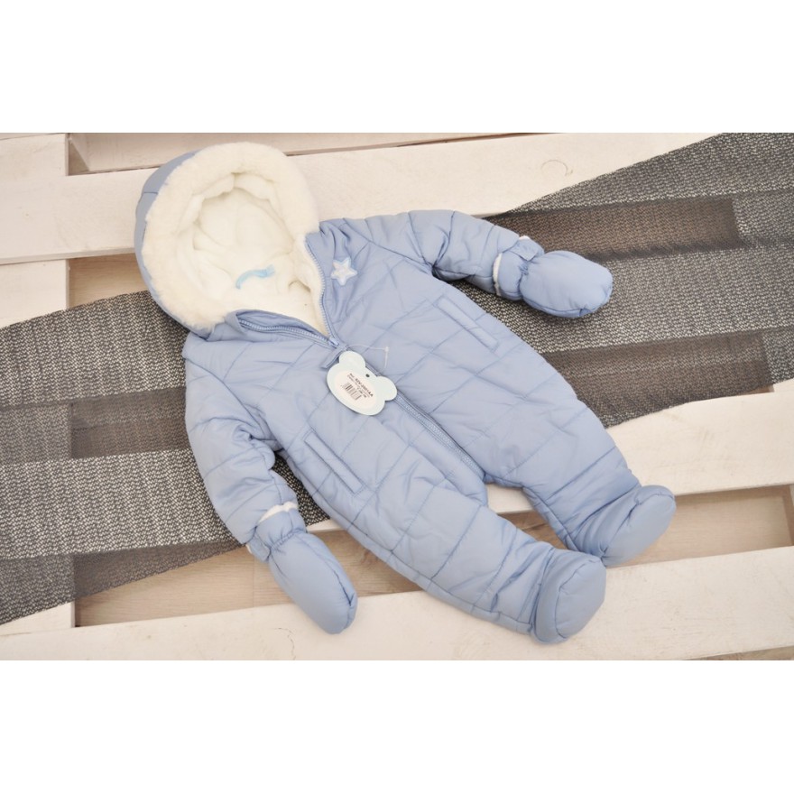 Niebieski KOMBINEZON pikowany na futerku ZIMA