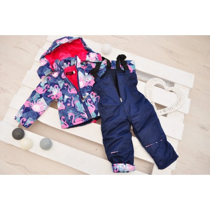 ZIMOWY KOMBINEZON dwuczęściowy ocieplany wzór FLAMINGI