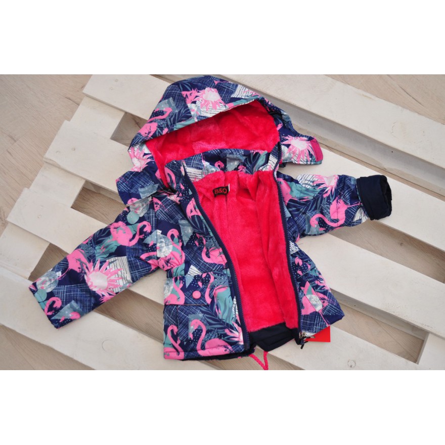 ZIMOWY KOMBINEZON dwuczęściowy ocieplany wzór FLAMINGI