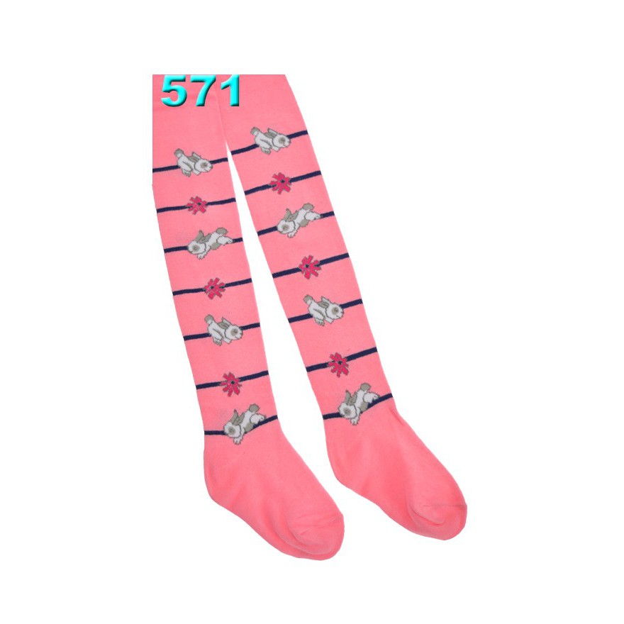 RAJSTOPY bawełniane różowe w króliczki wzór 571