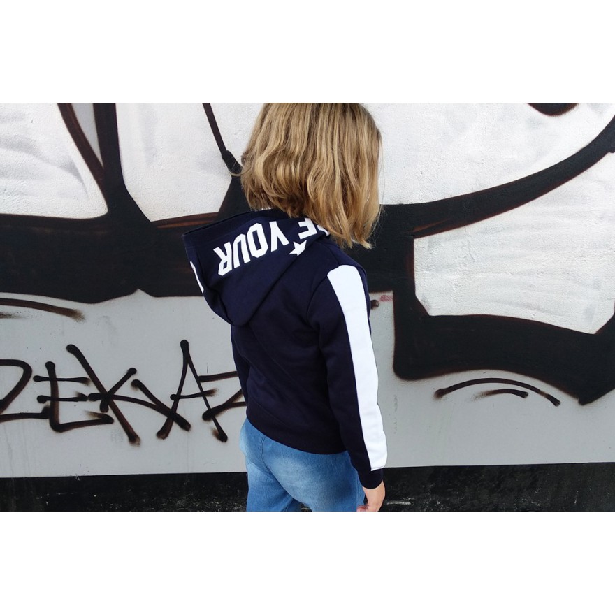 4F Granatowa BLUZA ocieplana z kapturem