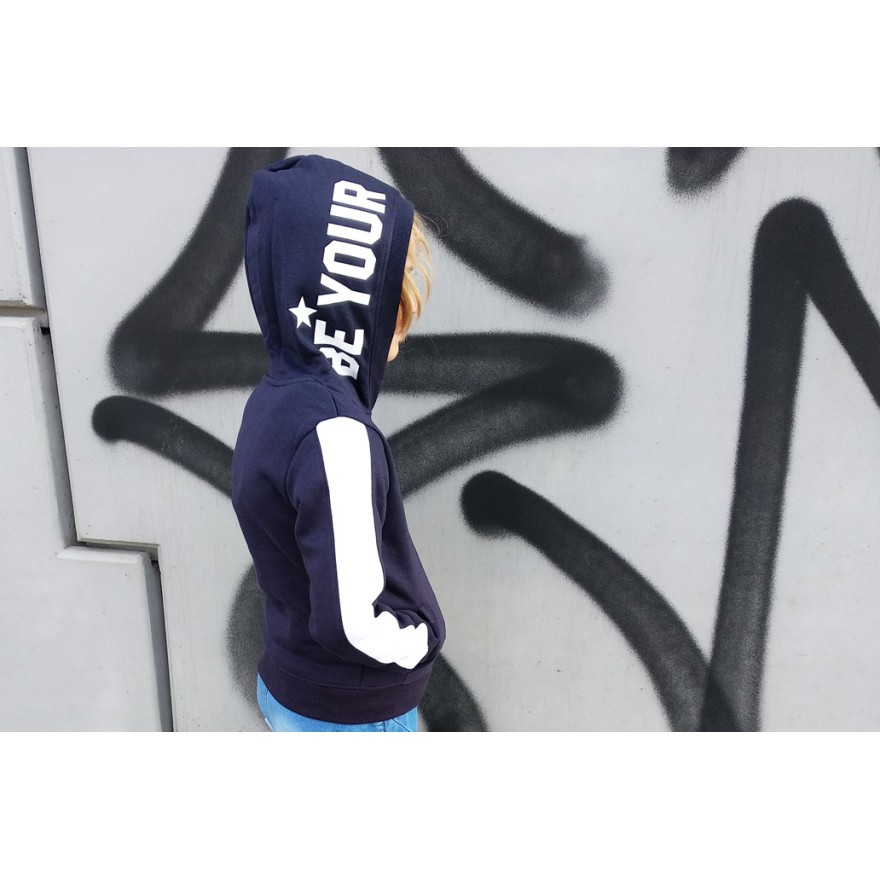 4F Granatowa BLUZA ocieplana z kapturem