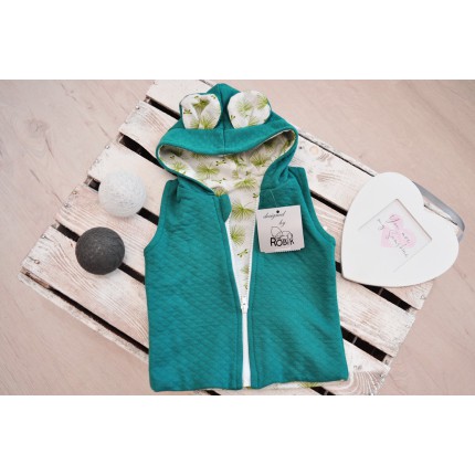 Butelkowa KAMIZELKA PIKOWANA z kapturem BEZRĘKAWNIK