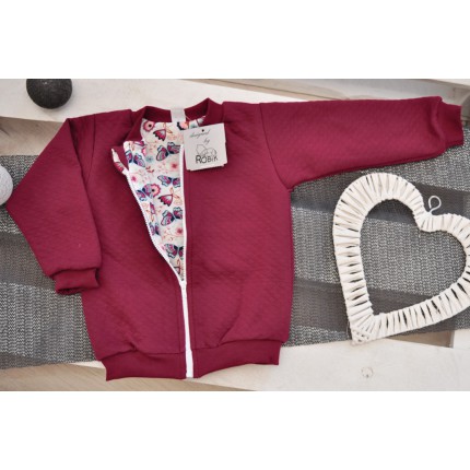 Bordowa BLUZA BOMBERKA pikowana wiosna jesień