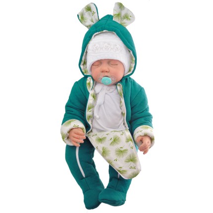 Butelkowy KOMBINEZON PIKOWANY ocieplany 2 suwaki