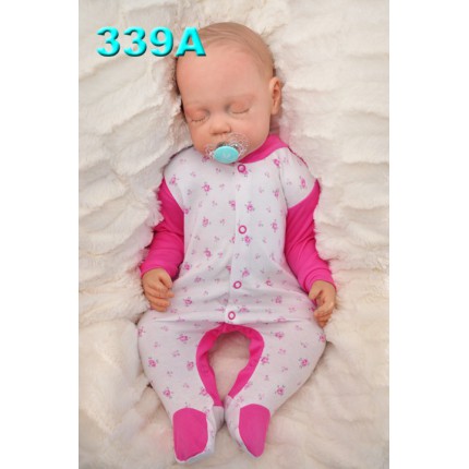 Pajac pajacyk bawełniany amarantowo-biały w róże wzór 339A