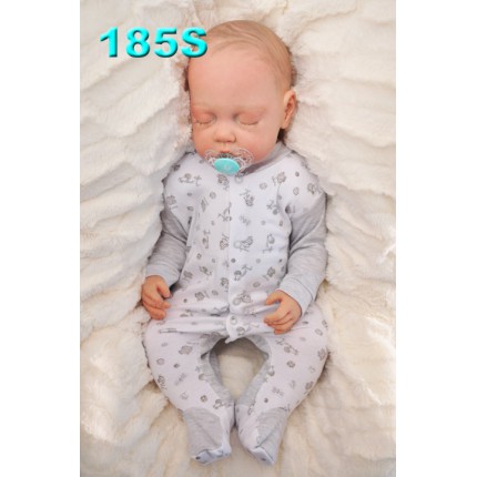 Pajac pajacyk bawełniany biało-szary w zwierzątka wzór 185S