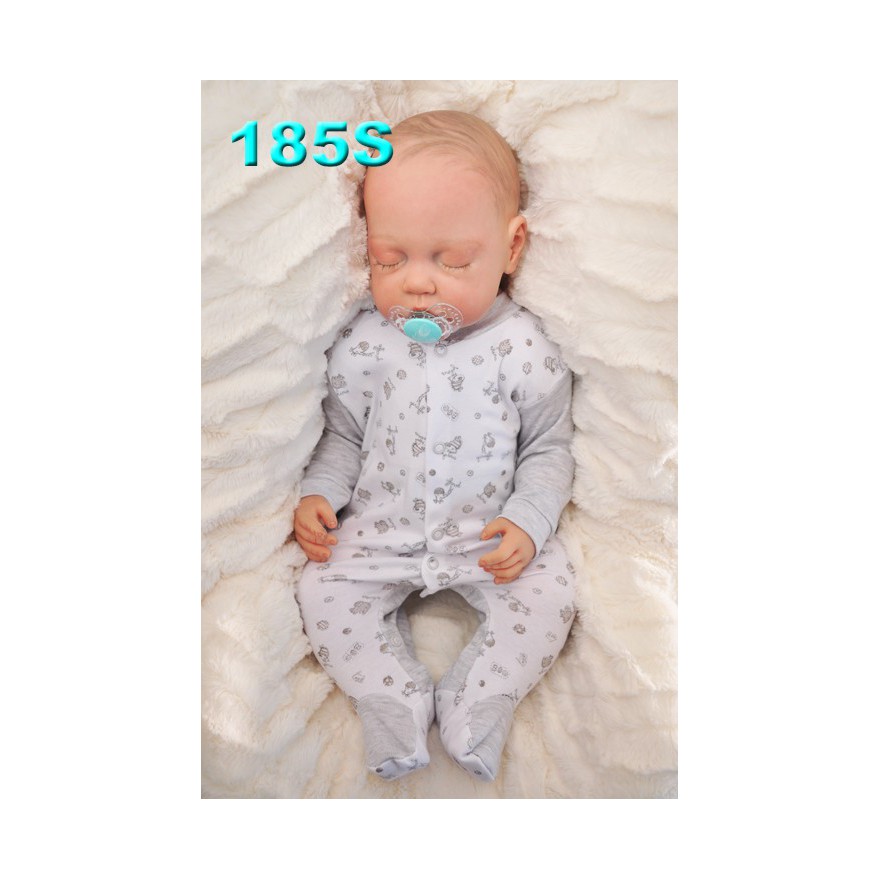 Pajac pajacyk bawełniany biało-szary w zwierzątka wzór 185S