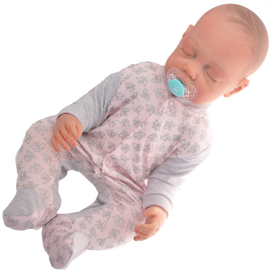 Pajac pajacyk bawełniany szaro-różowy w motyle brokat wzór 340S