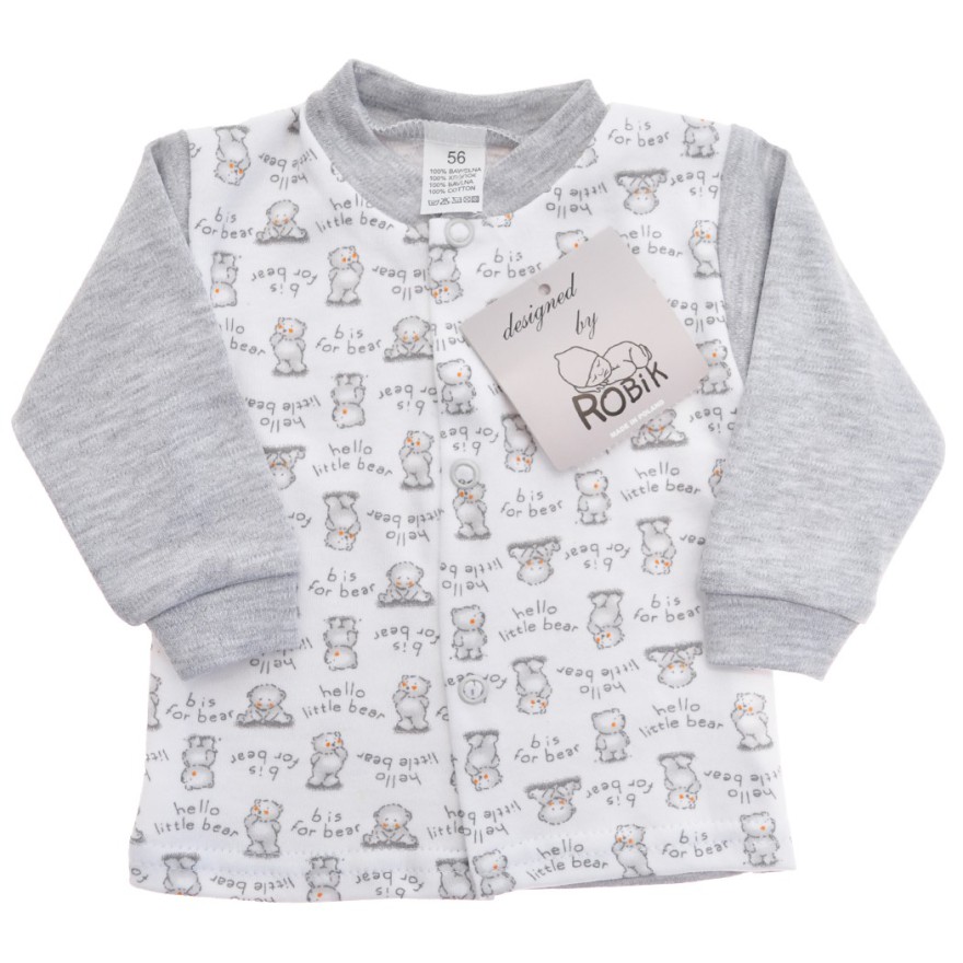 Szaro-biały KAFTANIK w misie r.56-68 KOSZULKA BAWEŁNIANA wzór 184S