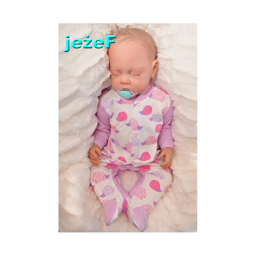 Pajac pajacyk bawełniany fioletowo-biały w jeże wzór jeżeF