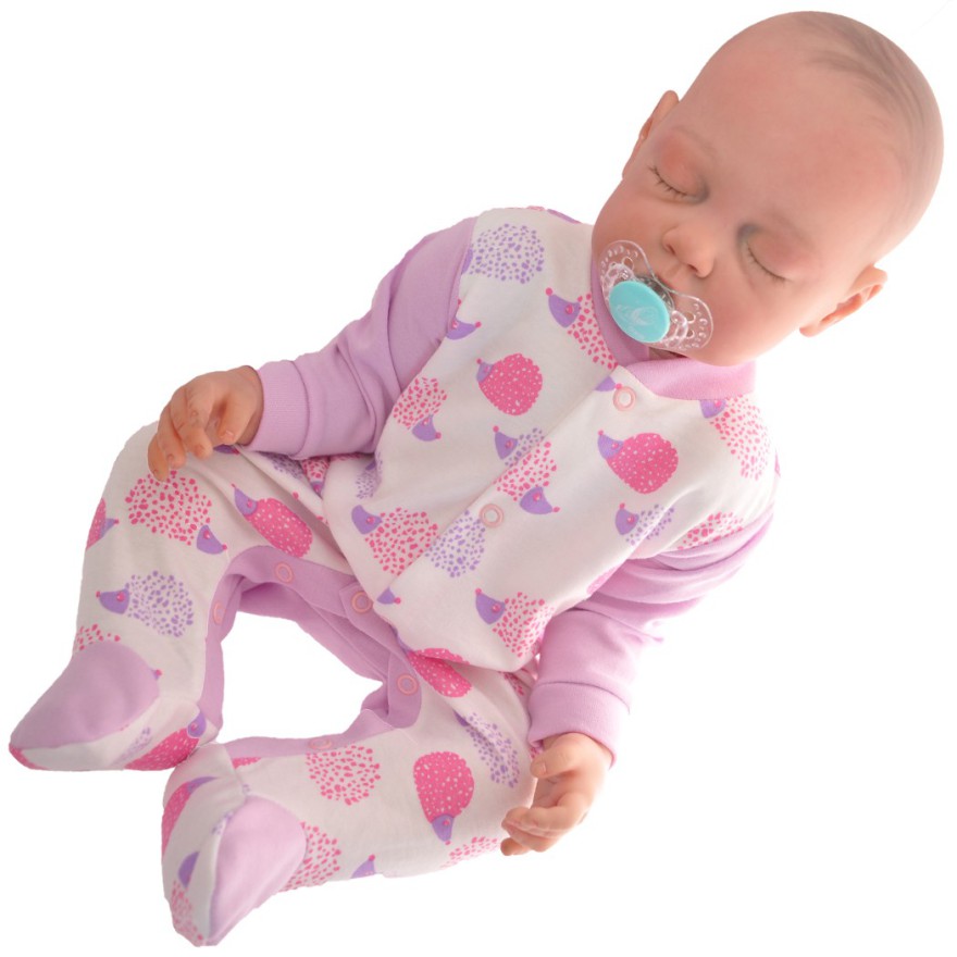 Pajac pajacyk bawełniany fioletowo-biały w jeże wzór jeżeF