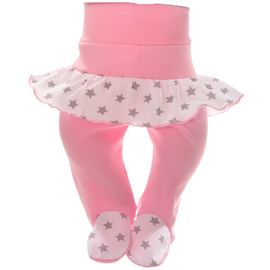Różowe PÓŁŚPIOCHY DZIEWCZĘCE Z FALBANKĄ w gwiazdki r.56-80 wzór 157R