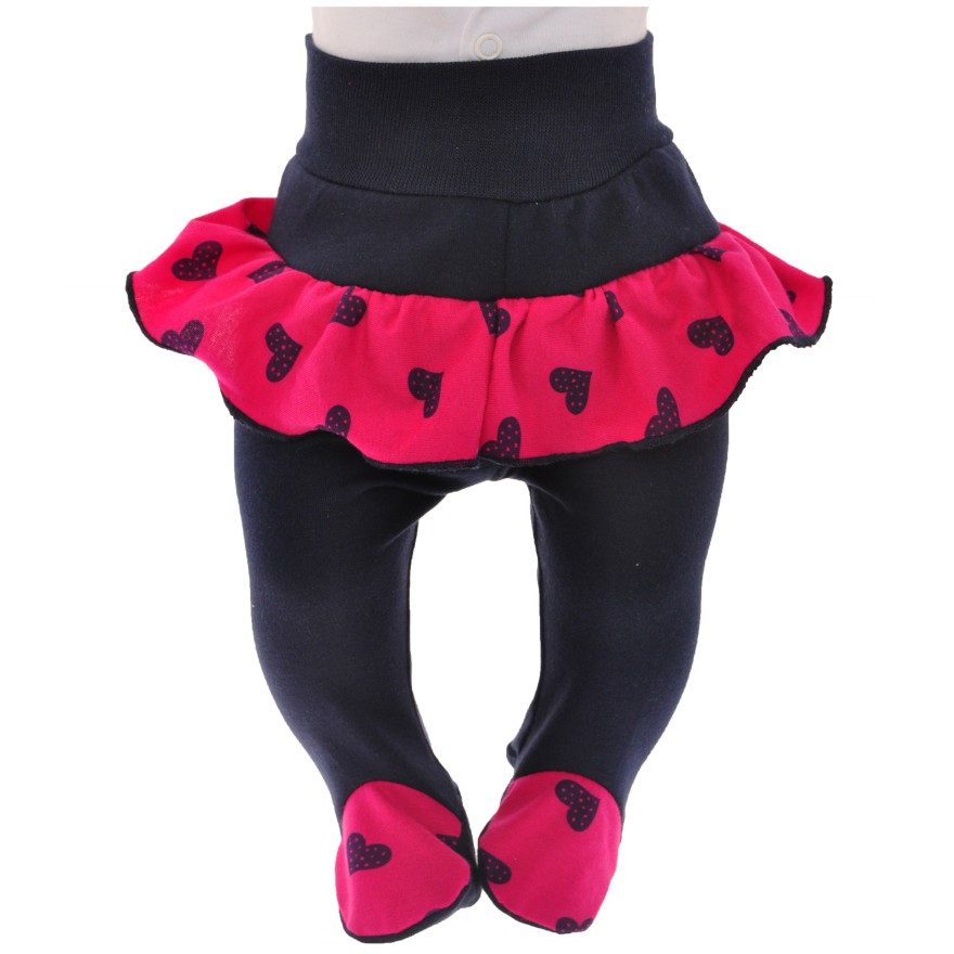 Granatowe PÓŁŚPIOCHY DZIEWCZĘCE Z FALBANKĄ w serca r.56-80 wzór 309G