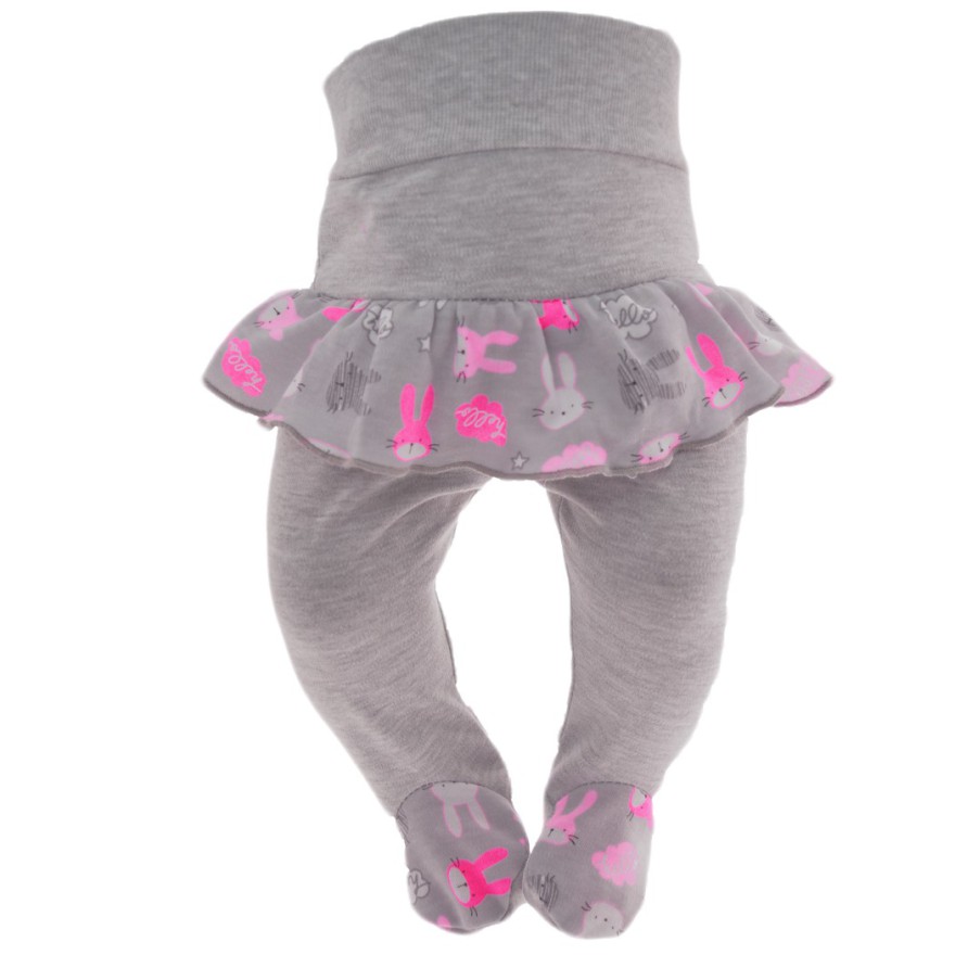 Szare PÓŁŚPIOCHY DZIEWCZĘCE Z FALBANKĄ w króliki wzór 342S