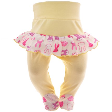 Żółte PÓŁŚPIOCHY DZIEWCZĘCE Z FALBANKĄ w króliki 343K