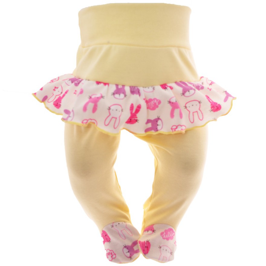 Żółte PÓŁŚPIOCHY DZIEWCZĘCE Z FALBANKĄ w króliki 343K