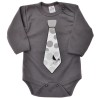 Grafitowe BODY chłopięce z krawatem długi rękaw wzór 548