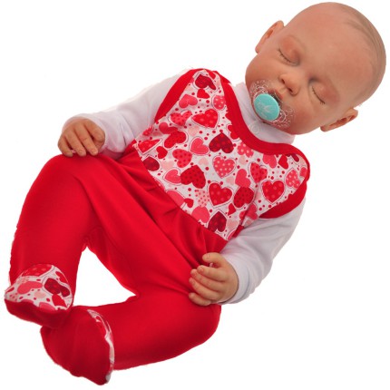 ŚPIOCHY ŚPIOSZKI bawełniane, czerwone z sercami wzór 177c