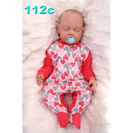 Pajac pajacyk bawełniany malinowy w serca wzór 112C