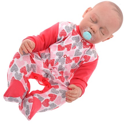 Pajac pajacyk bawełniany malinowy w serca wzór 112C