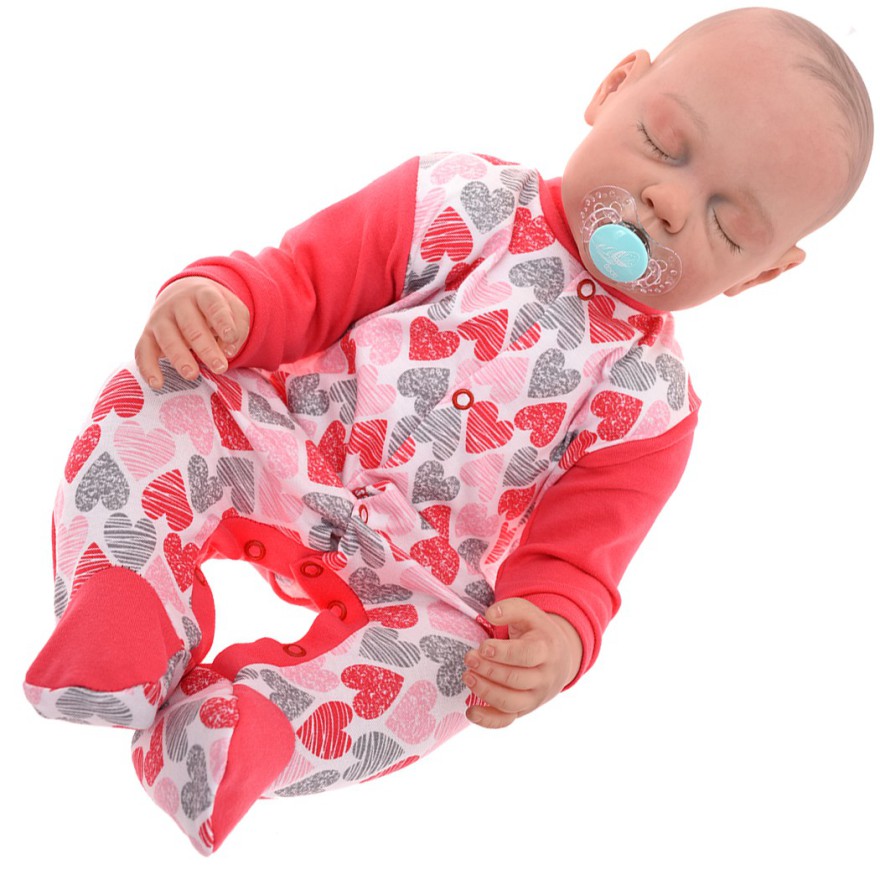 Pajac pajacyk bawełniany malinowy w serca wzór 112C