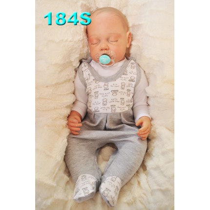 ŚPIOCHY ŚPIOSZKI bawełniane, szare w misie, wzór 184S