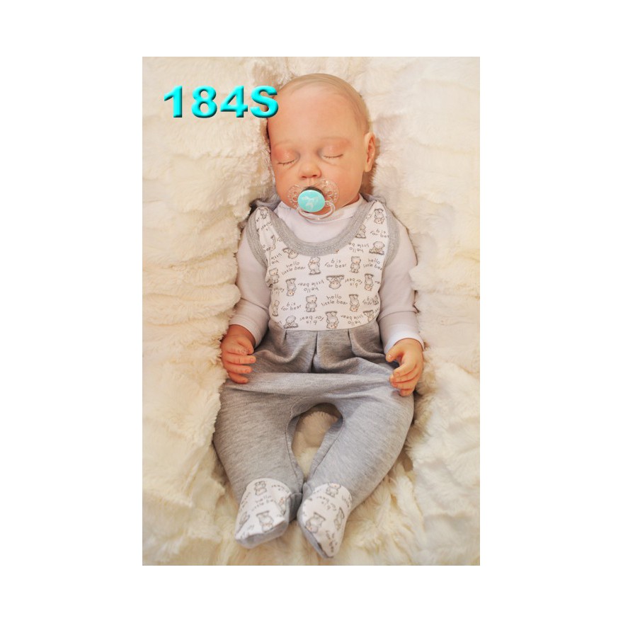 ŚPIOCHY ŚPIOSZKI bawełniane, szare w misie, wzór 184S