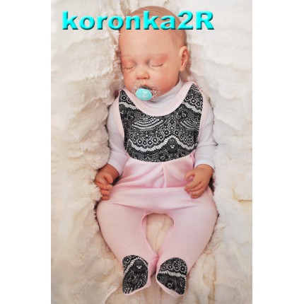 ŚPIOCHY ŚPIOSZKI bawełniane, różowe z koronką wzór koronka2R