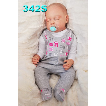 ŚPIOCHY ŚPIOSZKI bawełniane, szare w króliki wzór 342S