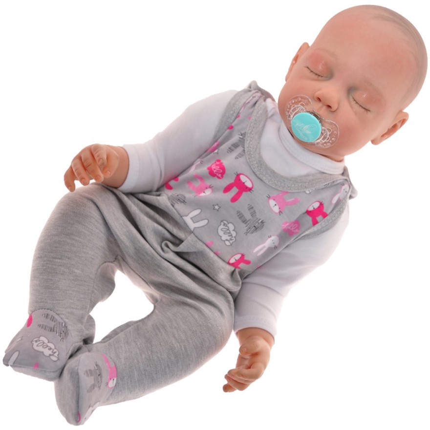 ŚPIOCHY ŚPIOSZKI bawełniane, szare w króliki wzór 342S