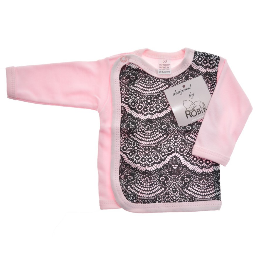 KOSZULKA różowa z koronką, kaftanik wzór koronka2R