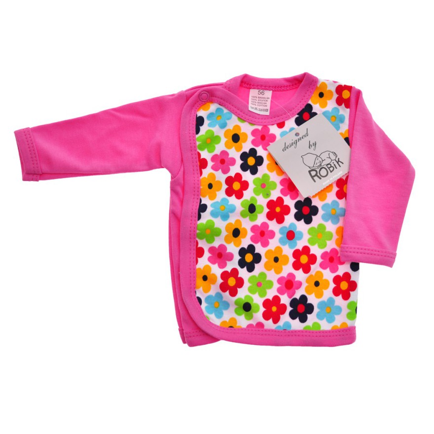 KOSZULKA amarantowa w kwiaty r.56-62 kaftanik wzór 46A