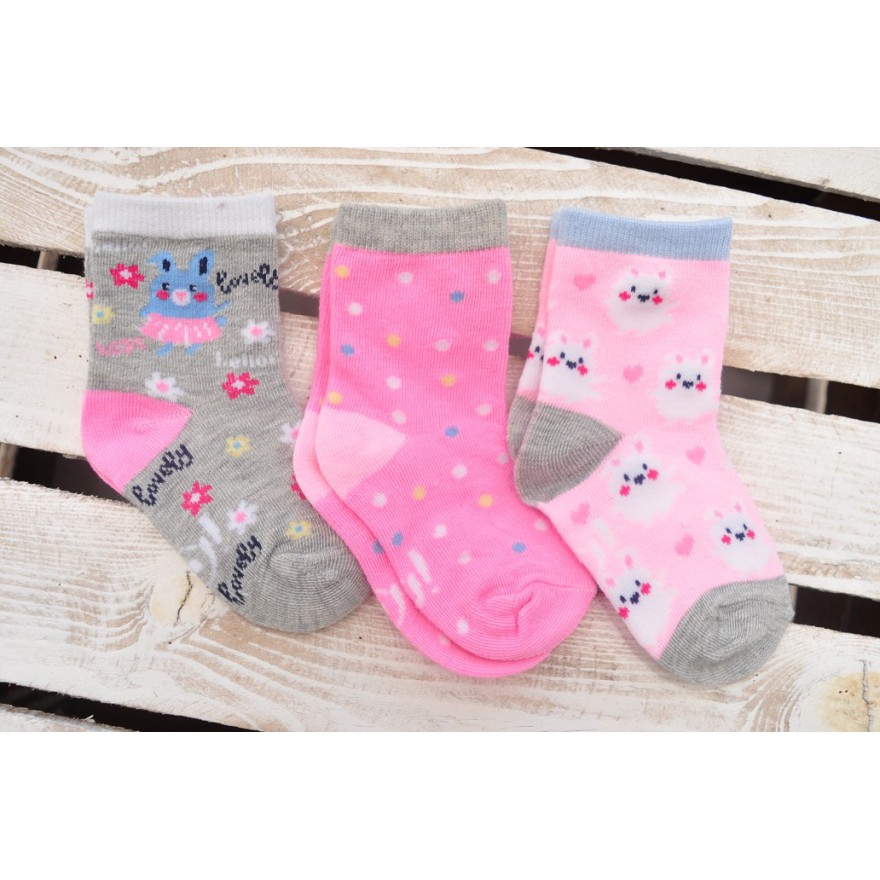 3 pary SKARPETKI dziewczęce wzór D19