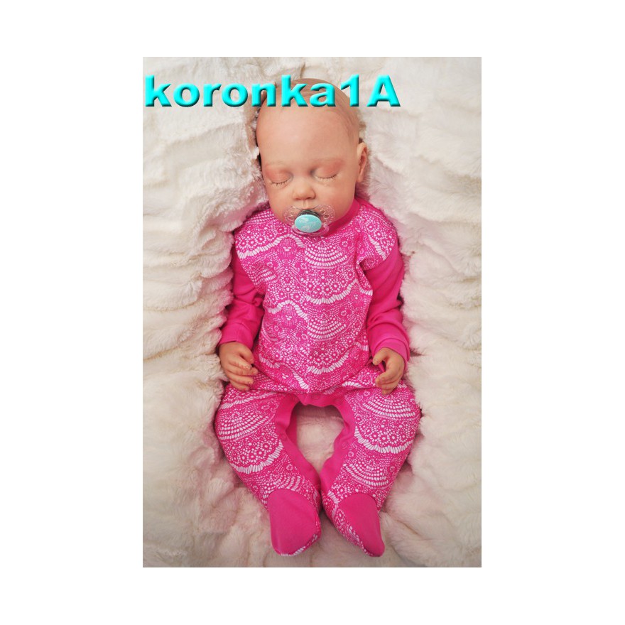 Pajac pajacyk bawełniany amarantowy z koronką wzór koronka1A