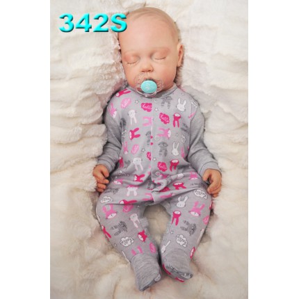 Pajac pajacyk bawełniany szary w króliki wzór 342S